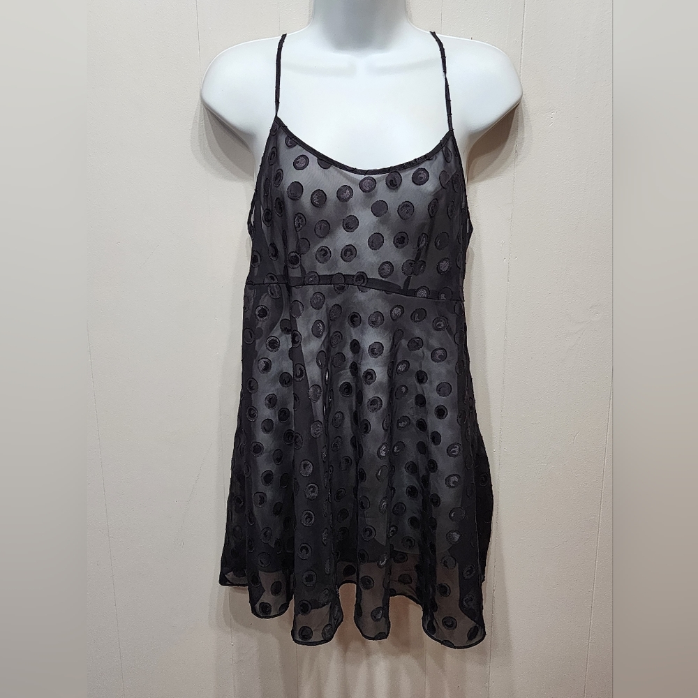 Gilligan & Omalley Chemise Small Nightie Lingerie Sexy Black Sheer B277